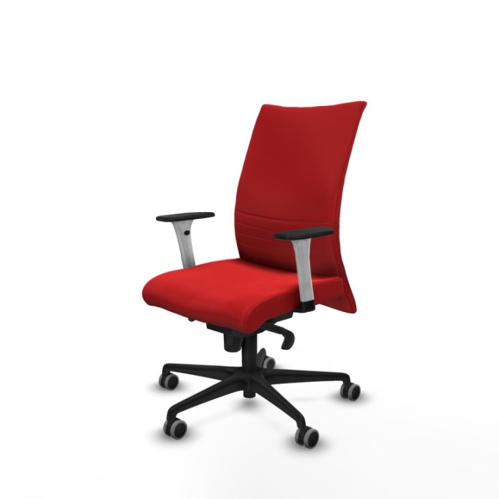 Albacete confidente sincro similpiel rojo brazos 1D blancos base nailon ruedas 65mm engomadas