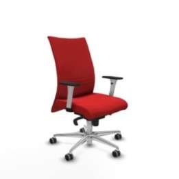 Albacete confidente sincro similpiel rojo brazos 1D blancos base aluminio ruedas 65mm engomadas