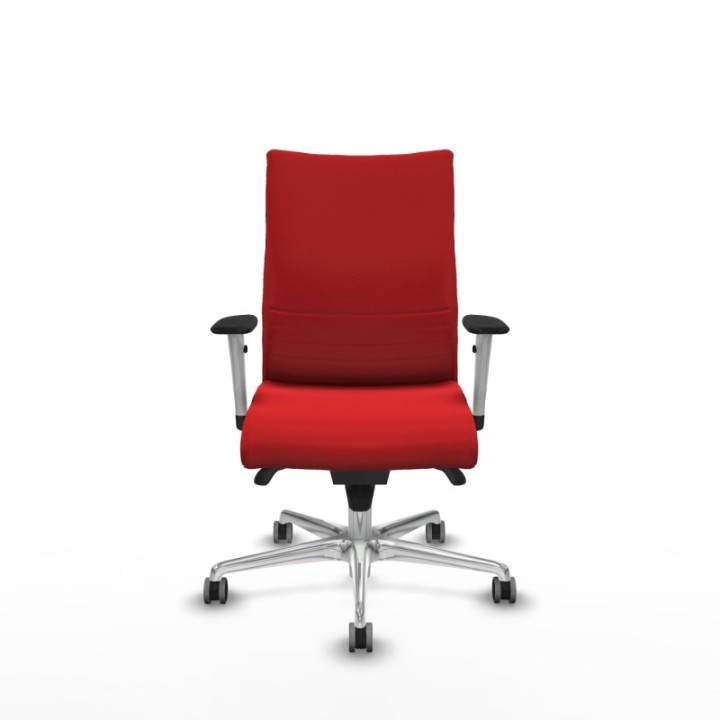 Albacete confidente sincro similpiel rojo brazos 1D blancos base aluminio ruedas 65mm engomadas