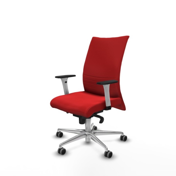 Albacete confidente sincro similpiel rojo brazos 1D blancos base aluminio ruedas 65mm engomadas