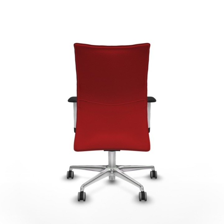 Albacete confidente sincro similpiel rojo brazos 1D blancos base aluminio ruedas 65mm engomadas