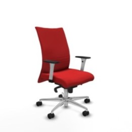 Albacete confidente sincro similpiel rojo brazos 1D blancos base aluminio ruedas 65 mm nailon