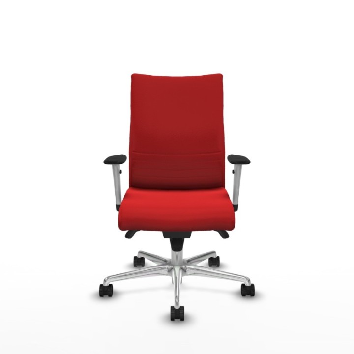 Albacete confidente sincro similpiel rojo brazos 1D blancos base aluminio ruedas 65 mm nailon