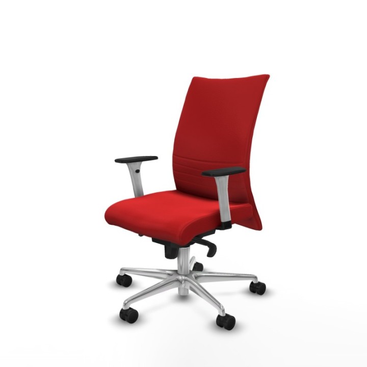 Albacete confidente sincro similpiel rojo brazos 1D blancos base aluminio ruedas 65 mm nailon