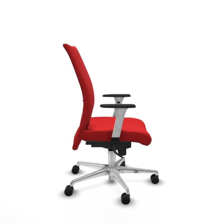 Albacete confidente sincro similpiel rojo brazos 1D blancos base aluminio ruedas 65 mm nailon