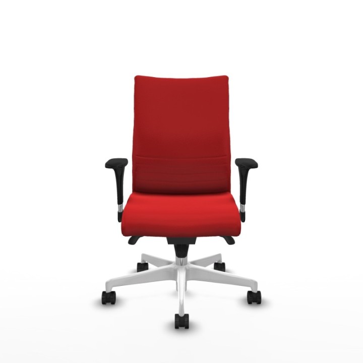 Albacete confidente sincro similpiel rojo brazos 1D base blanca ruedas 65 mm nailon