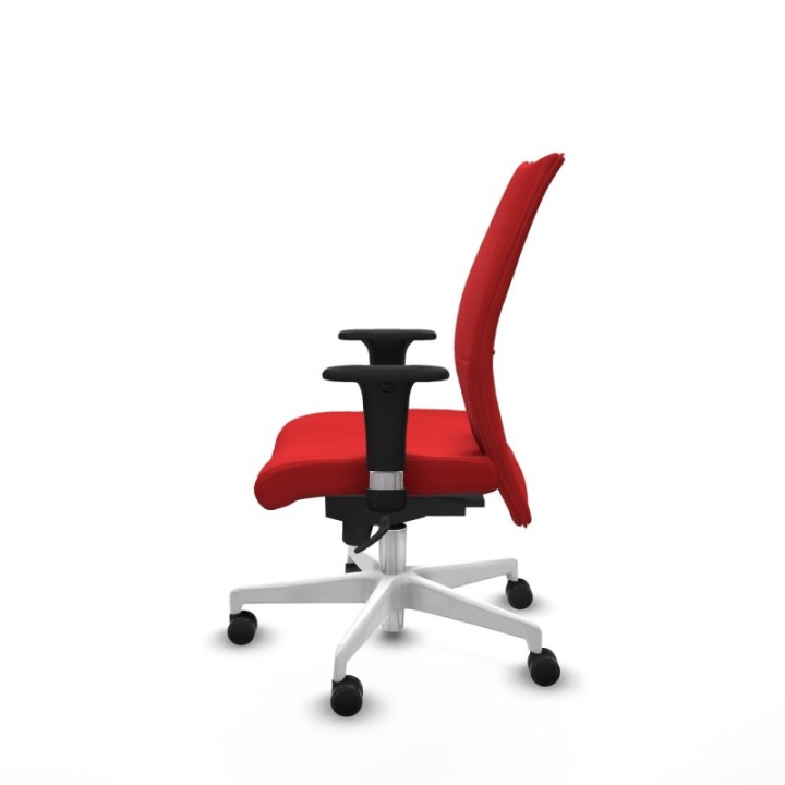 Albacete confidente sincro similpiel rojo brazos 1D base blanca ruedas 65 mm nailon