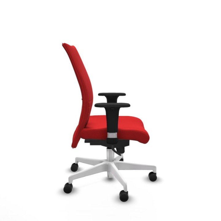 Albacete confidente sincro similpiel rojo brazos 1D base blanca ruedas 65 mm nailon