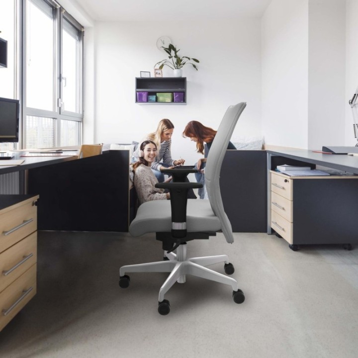 Albacete confidente sincro similpiel rojo brazos 1D base blanca ruedas 65 mm nailon