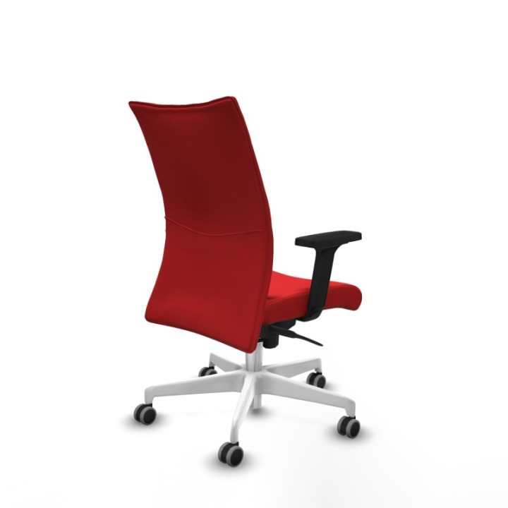 Albacete confidente sincro similpiel rojo brazos 2D base blanca ruedas 65mm engomadas