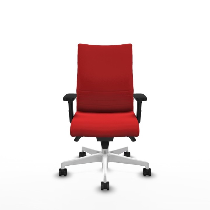 Albacete confidente sincro similpiel rojo brazos 2D base blanca ruedas 65 mm nailon