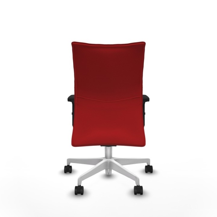 Albacete confidente sincro similpiel rojo brazos 2D base blanca ruedas 65 mm nailon