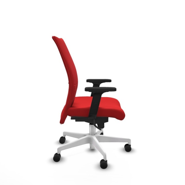 Albacete confidente sincro similpiel rojo brazos 2D base blanca ruedas 65 mm nailon