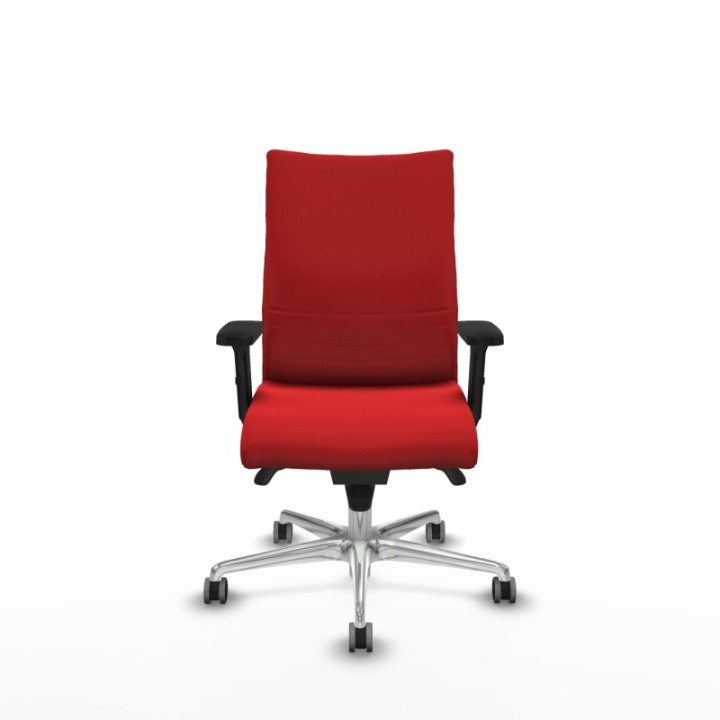 Albacete confidente sincro similpiel rojo brazos 2D base aluminio ruedas 65mm engomadas