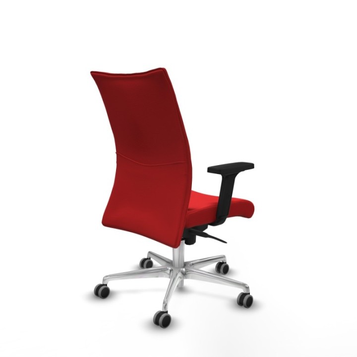 Albacete confidente sincro similpiel rojo brazos 2D base aluminio ruedas 65mm engomadas