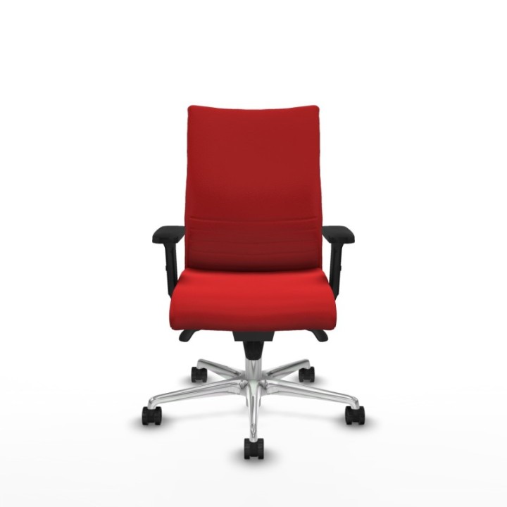 Albacete confidente sincro similpiel rojo brazos 2D base aluminio ruedas 65 mm nailon