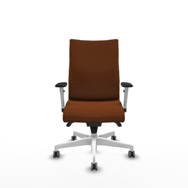 Albacete confidente sincro similpiel marrón brazos 1D blancos base blanca ruedas 65mm engomadas