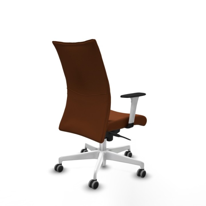 Albacete confidente sincro similpiel marrón brazos 1D blancos base blanca ruedas 65mm engomadas