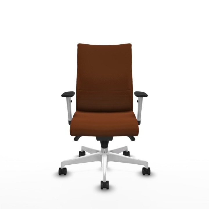 Albacete confidente sincro similpiel marrón brazos 1D blancos base blanca ruedas 65 mm nailon