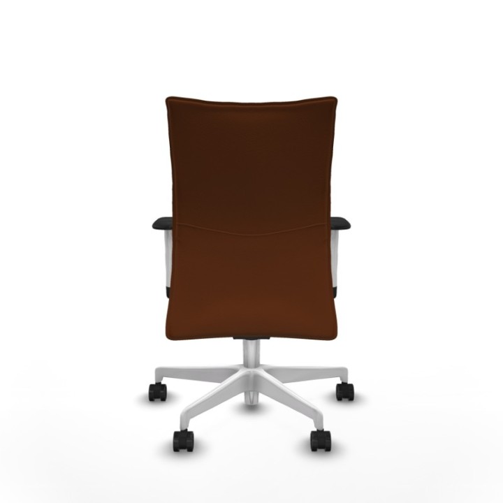 Albacete confidente sincro similpiel marrón brazos 1D blancos base blanca ruedas 65 mm nailon