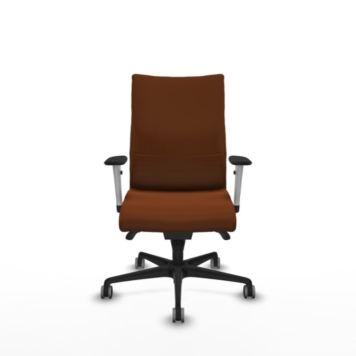 Albacete confidente sincro similpiel marrón brazos 1D blancos base nailon ruedas 65mm engomadas