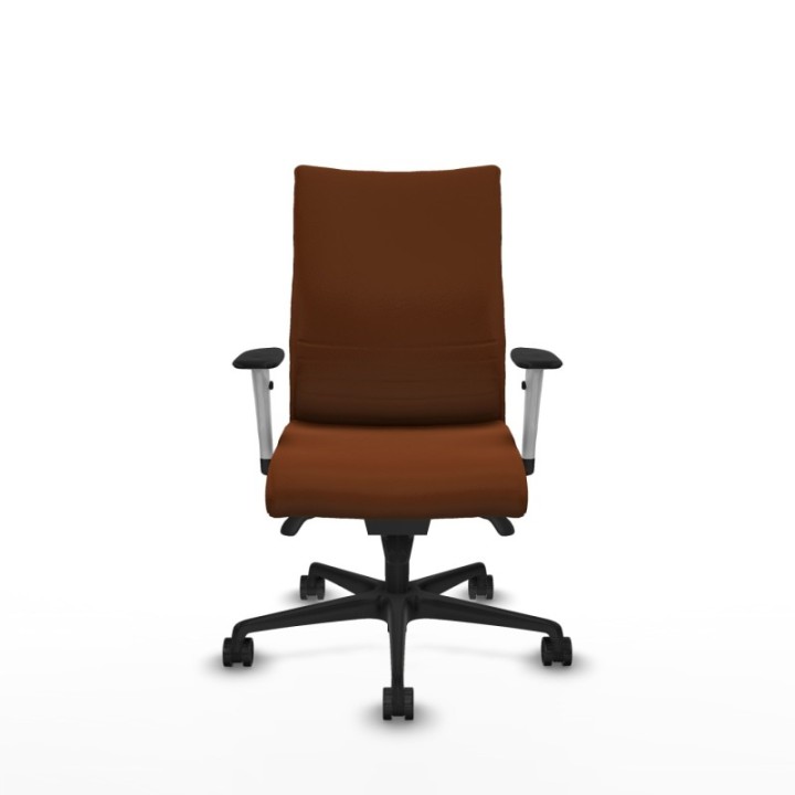 Albacete confidente sincro similpiel marrón brazos 1D blancos base nailon ruedas 65 mm nailon