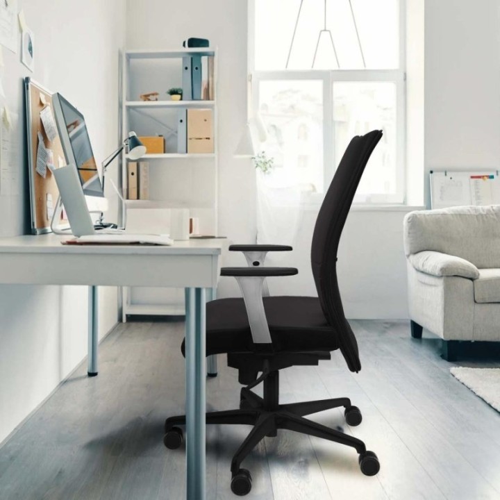 Albacete confidente sincro similpiel marrón brazos 1D blancos base nailon ruedas 65 mm nailon