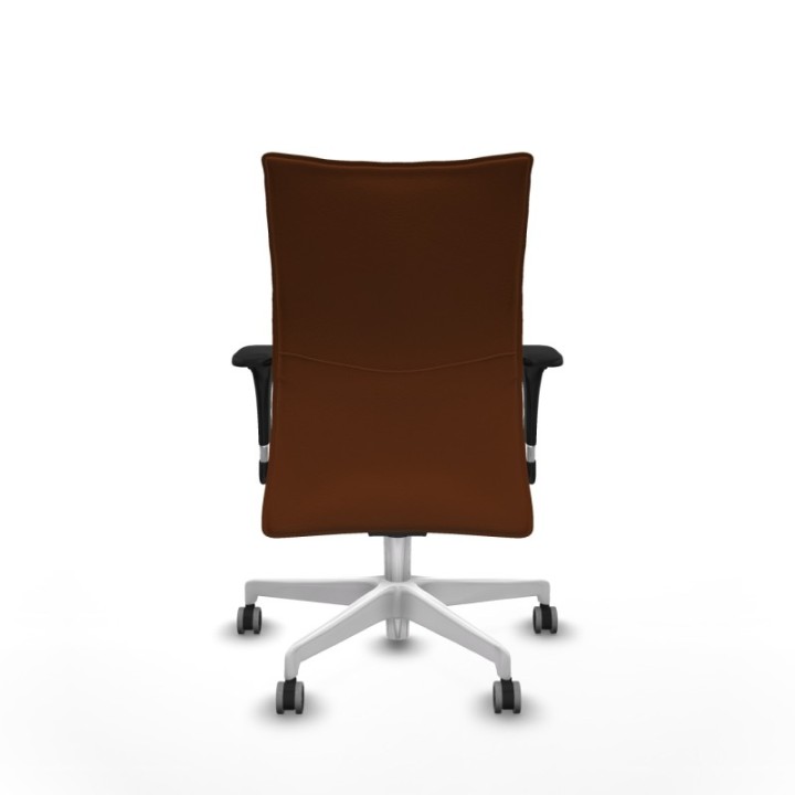 Albacete confidente sincro similpiel marrón brazos 1D base blanca ruedas 65mm engomadas