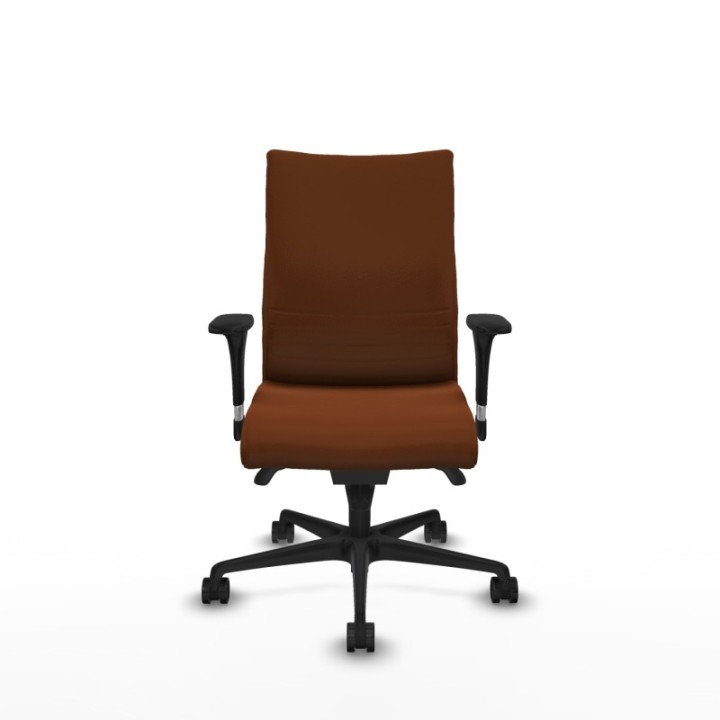 Albacete confidente sincro similpiel marrón brazos 1D base nailon ruedas 65 mm nailon