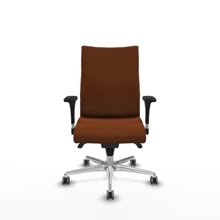 Albacete confidente sincro similpiel marrón brazos 1D base aluminio ruedas 65mm engomadas