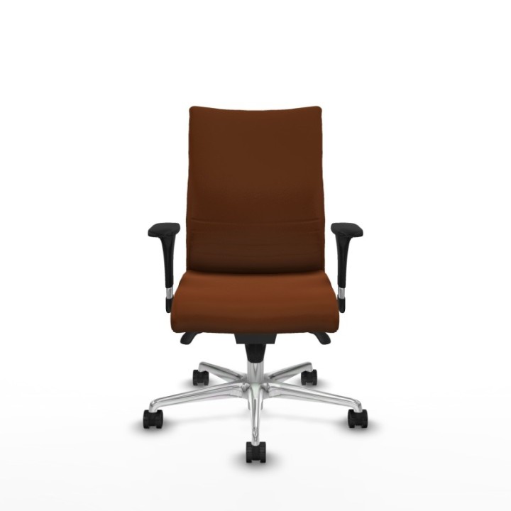 Albacete confidente sincro similpiel marrón brazos 1D base aluminio ruedas 65 mm nailon