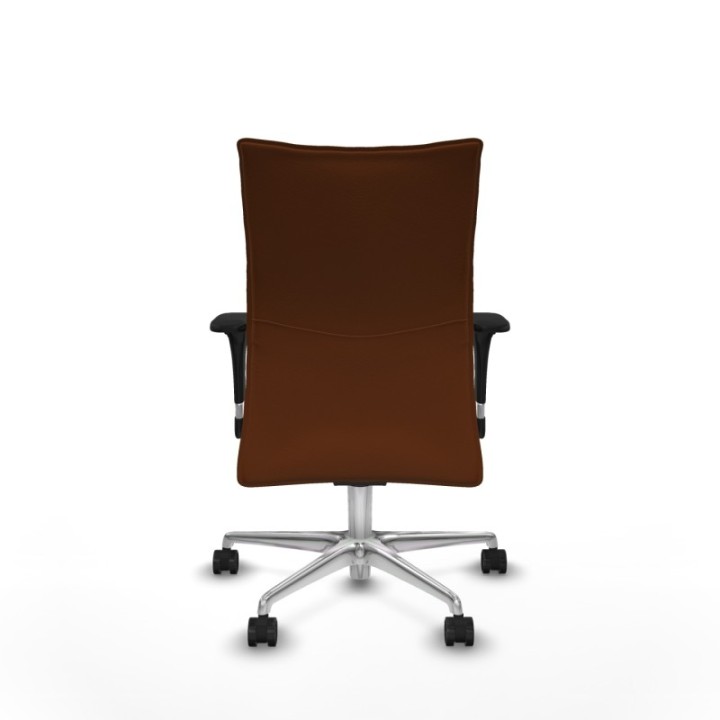 Albacete confidente sincro similpiel marrón brazos 1D base aluminio ruedas 65 mm nailon