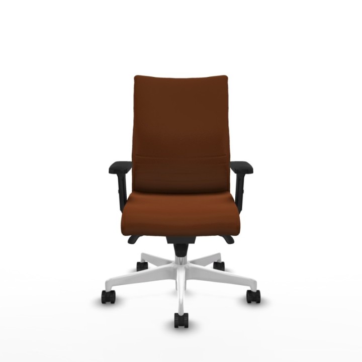 Albacete confidente sincro similpiel marrón brazos 2D base blanca ruedas 65 mm nailon