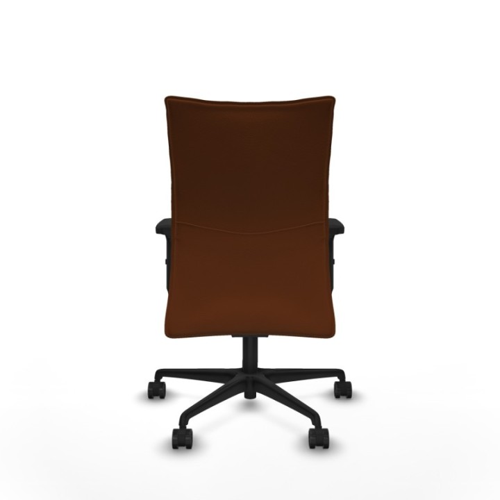 Albacete confidente sincro similpiel marrón brazos 2D base nailon ruedas 65 mm nailon