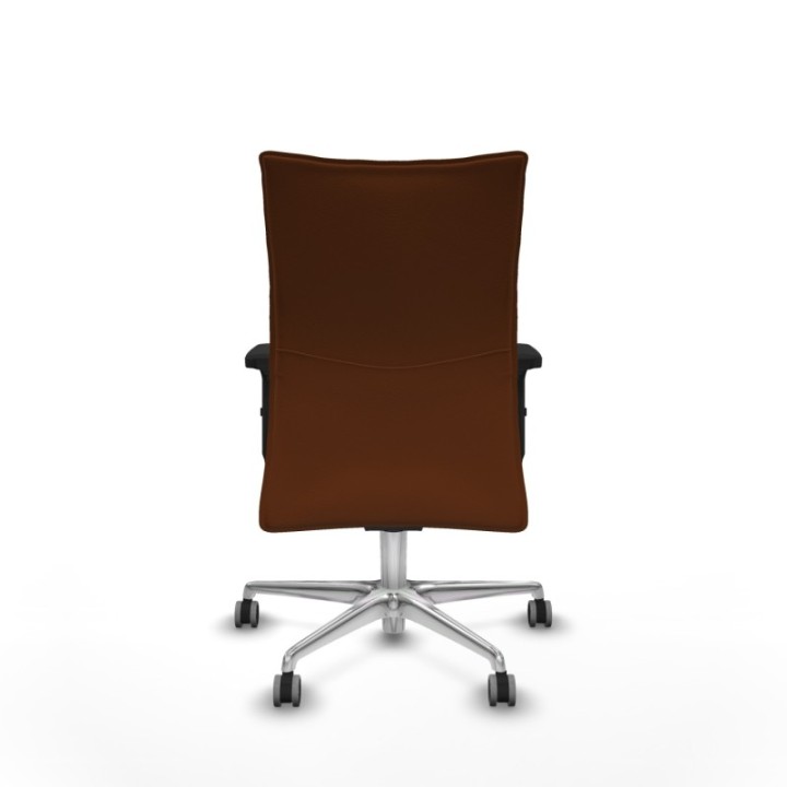 Albacete confidente sincro similpiel marrón brazos 2D base aluminio ruedas 65mm engomadas