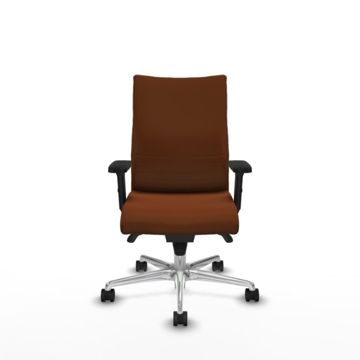 Albacete confidente sincro similpiel marrón brazos 2D base aluminio ruedas 65 mm nailon