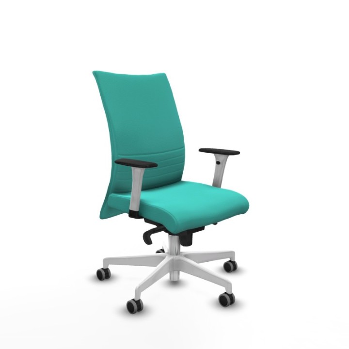 Albacete confidente sincro similpiel turquesa brazos 1D blancos base blanca ruedas 65mm engomadas