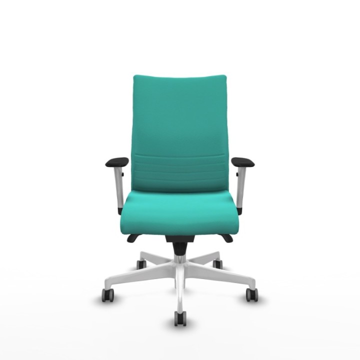 Albacete confidente sincro similpiel turquesa brazos 1D blancos base blanca ruedas 65mm engomadas