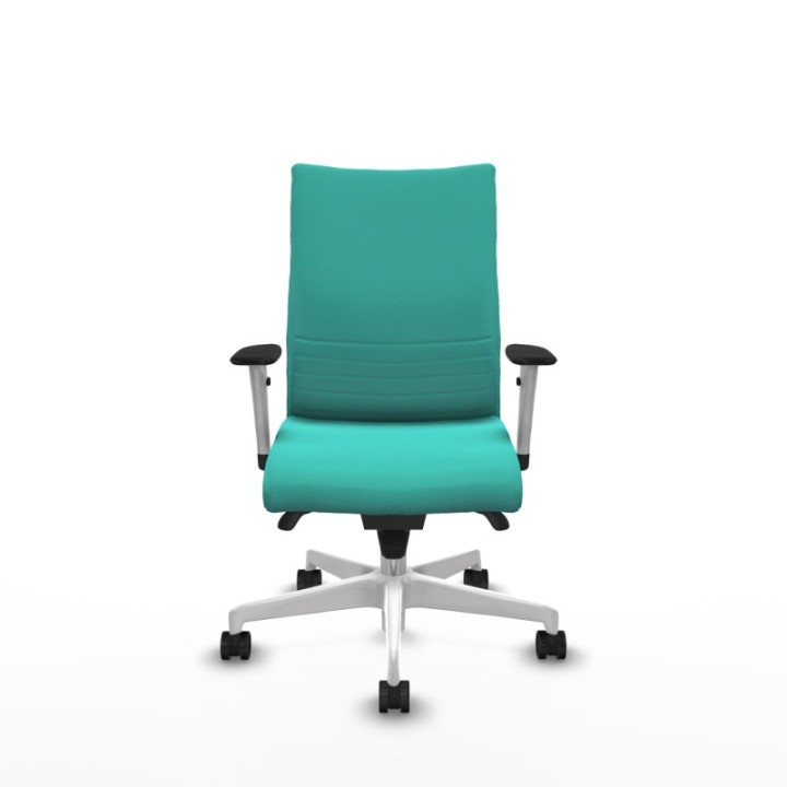 Albacete confidente sincro similpiel turquesa brazos 1D blancos base blanca ruedas 65 mm nailon