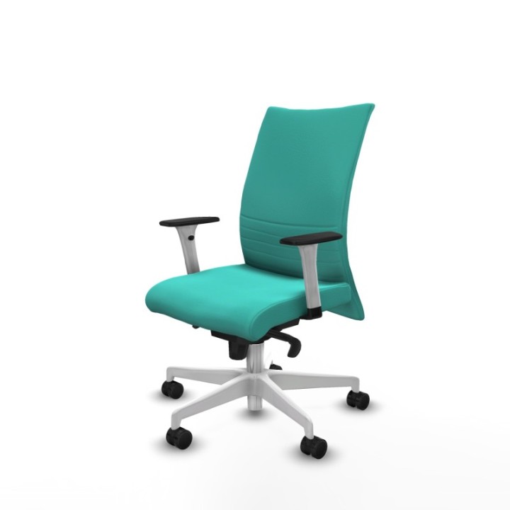 Albacete confidente sincro similpiel turquesa brazos 1D blancos base blanca ruedas 65 mm nailon