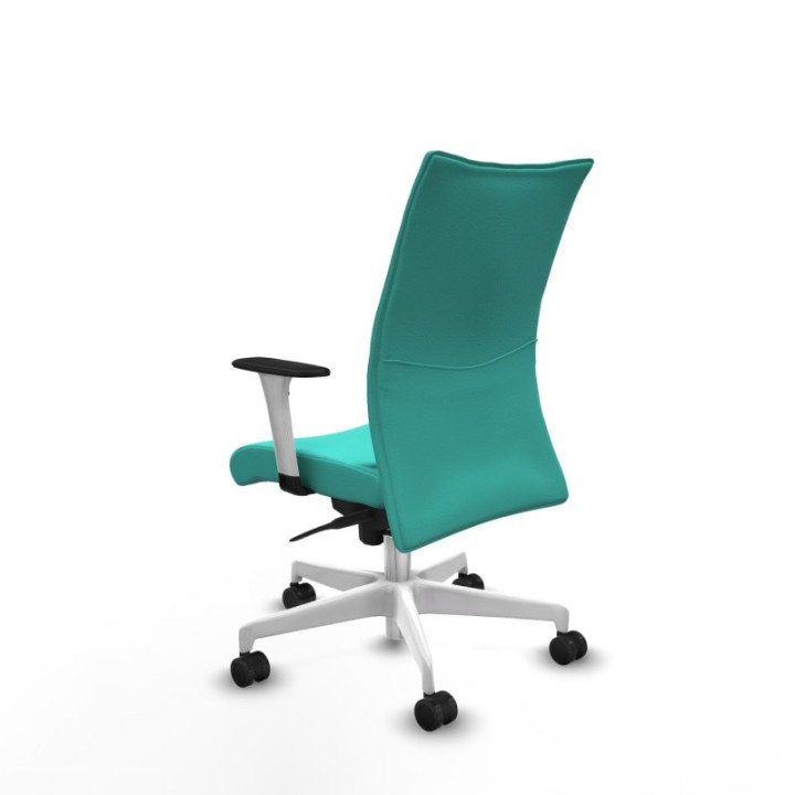 Albacete confidente sincro similpiel turquesa brazos 1D blancos base blanca ruedas 65 mm nailon