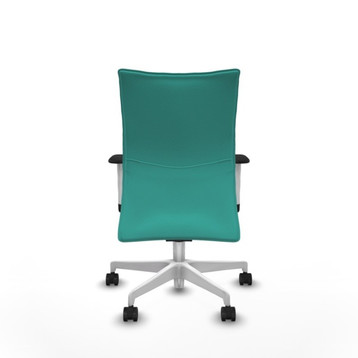 Albacete confidente sincro similpiel turquesa brazos 1D blancos base blanca ruedas 65 mm nailon