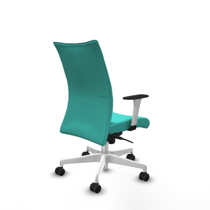 Albacete confidente sincro similpiel turquesa brazos 1D blancos base blanca ruedas 65 mm nailon