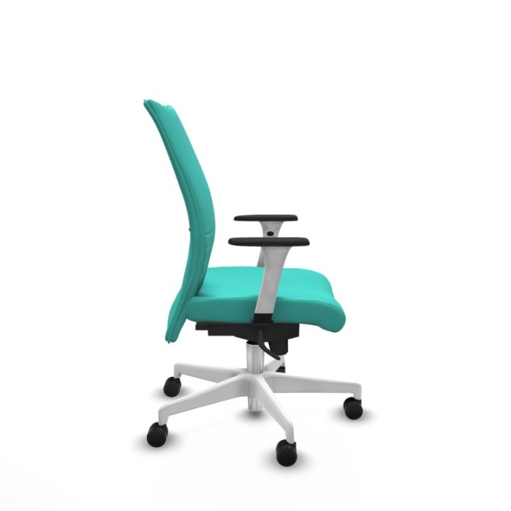 Albacete confidente sincro similpiel turquesa brazos 1D blancos base blanca ruedas 65 mm nailon