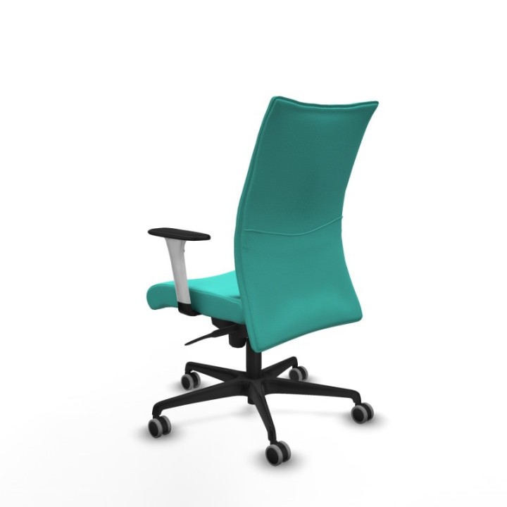 Albacete confidente sincro similpiel turquesa brazos 1D blancos base nailon ruedas 65mm engomadas