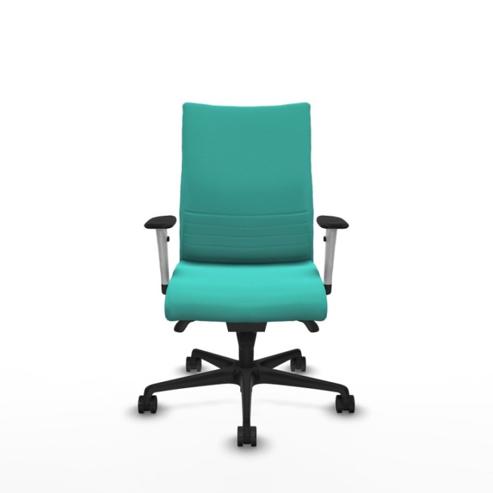 Albacete confidente sincro similpiel turquesa brazos 1D blancos base nailon ruedas 65 mm nailon