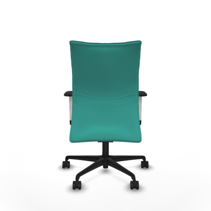 Albacete confidente sincro similpiel turquesa brazos 1D blancos base nailon ruedas 65 mm nailon