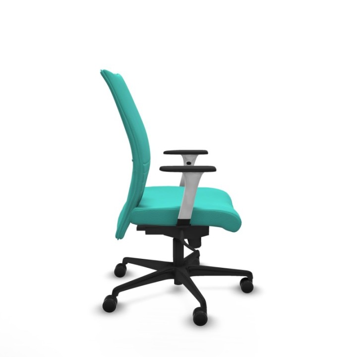 Albacete confidente sincro similpiel turquesa brazos 1D blancos base nailon ruedas 65 mm nailon