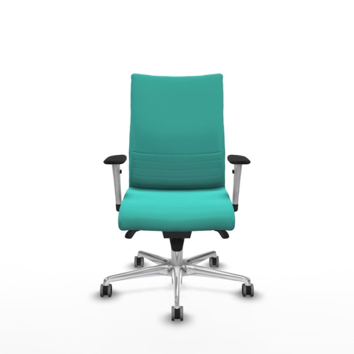 Albacete confidente sincro similpiel turquesa brazos 1D blancos base aluminio ruedas 65mm engomadas