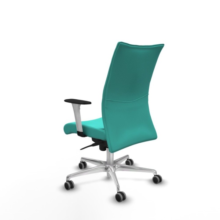 Albacete confidente sincro similpiel turquesa brazos 1D blancos base aluminio ruedas 65mm engomadas